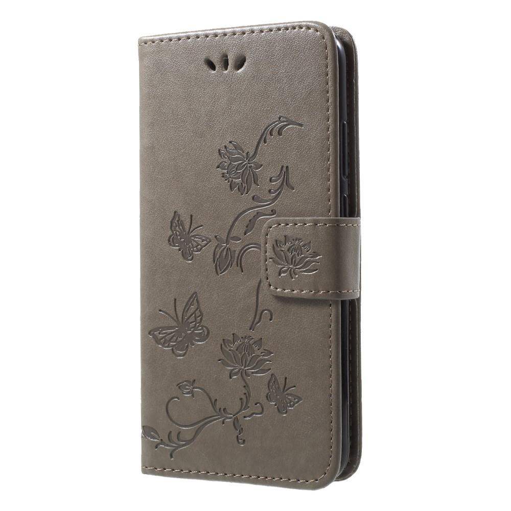 Nahkakotelo Perhonen Huawei P20 Lite Harmaa