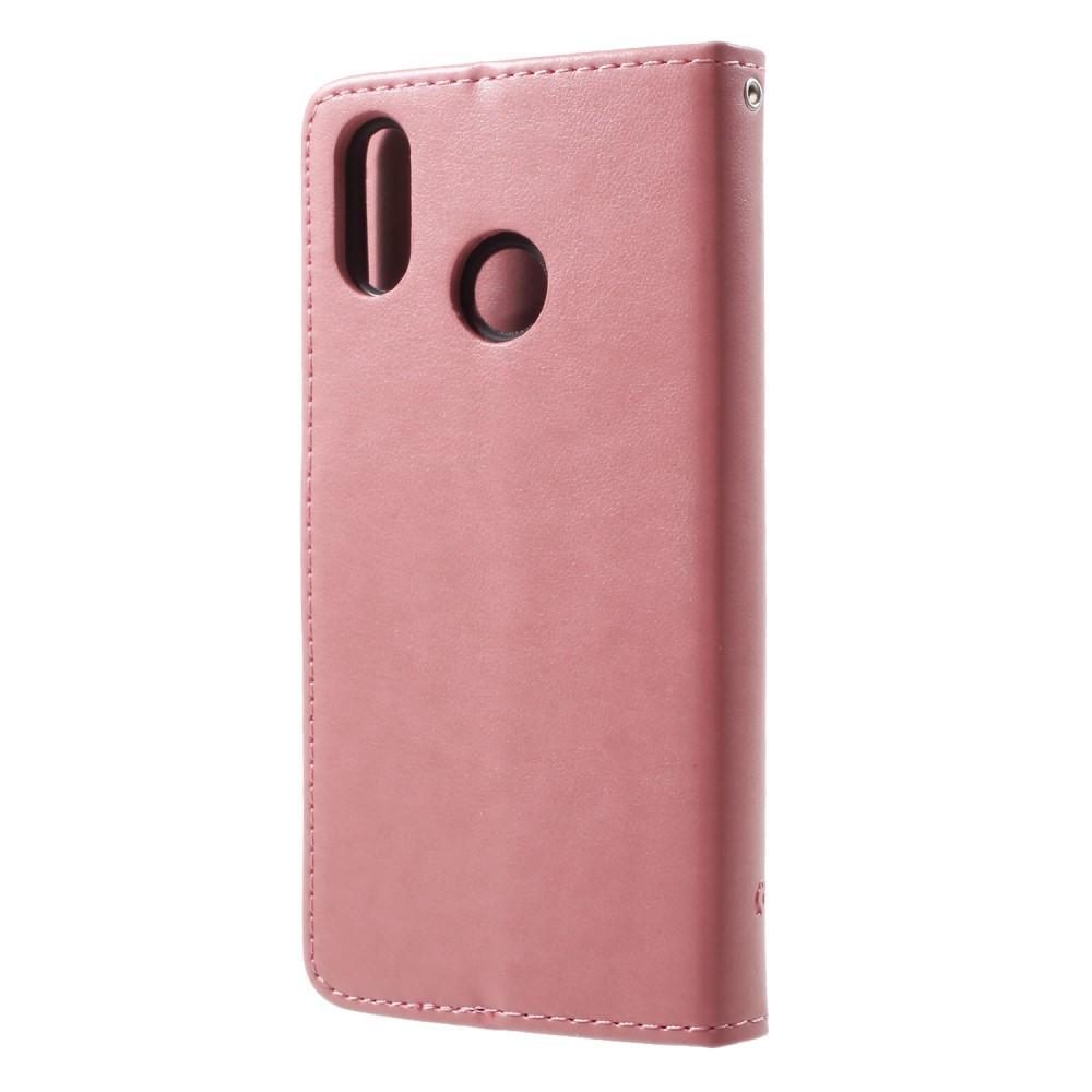 Nahkakotelo Perhonen Huawei P20 Lite Vaaleanpunainen