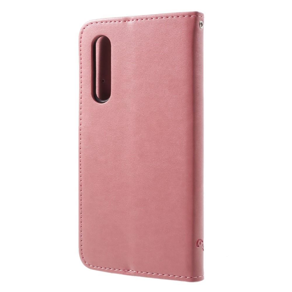 Nahkakotelo Perhonen Huawei P20 Pro vaaleanpunainen