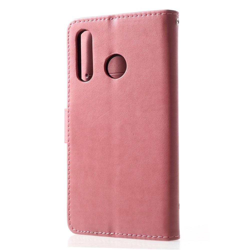 Nahkakotelo Perhonen Huawei P30 Lite vaaleanpunainen