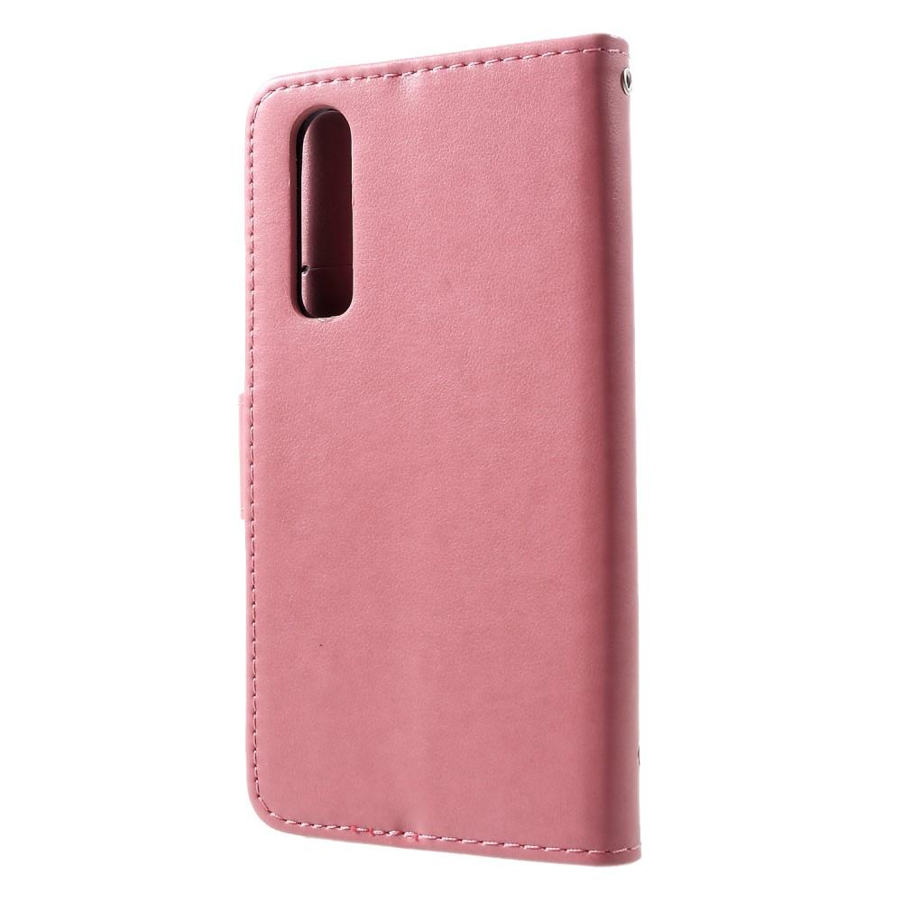 Nahkakotelo Perhonen Huawei P30 Vaaleanpunainen