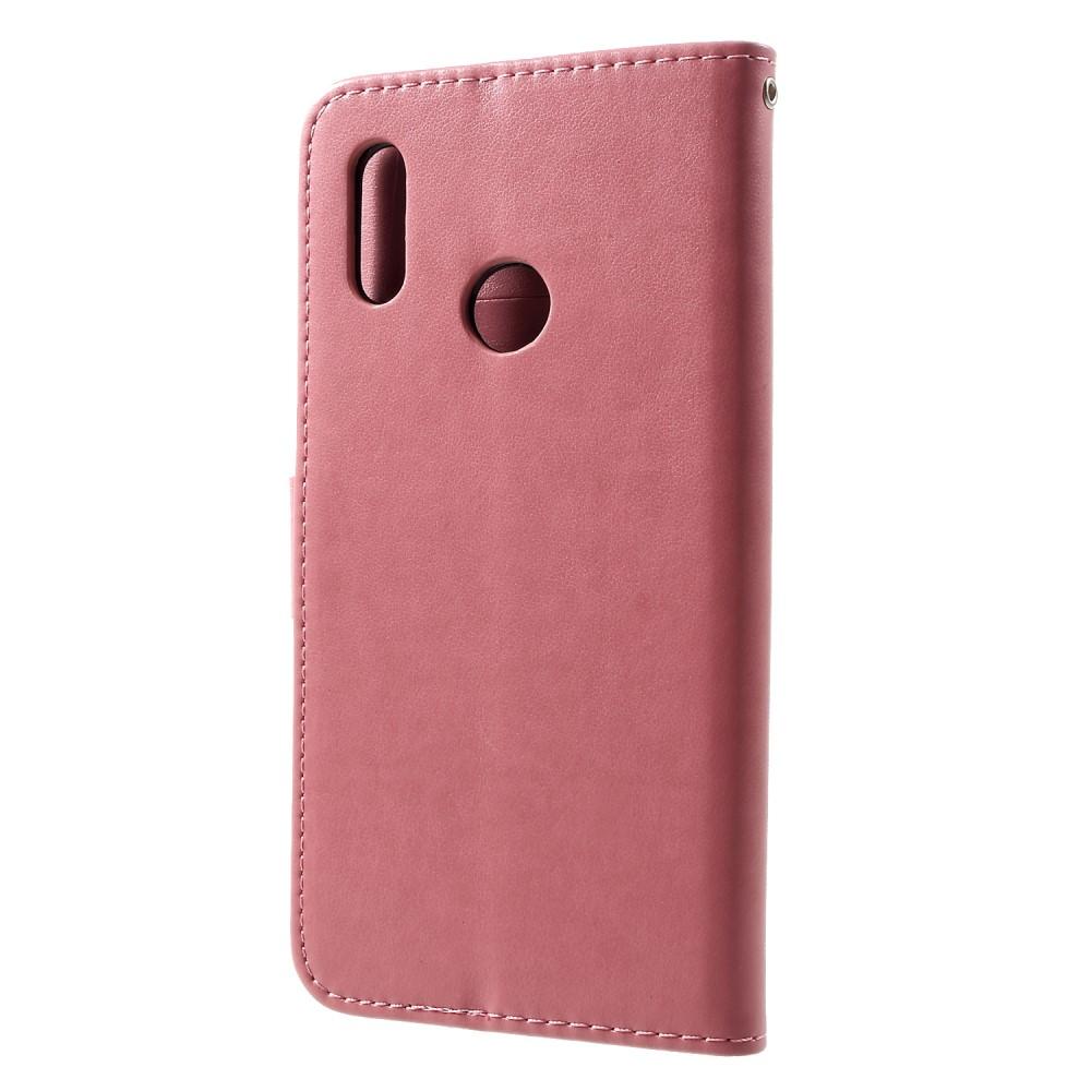 Nahkakotelo Perhonen Huawei P Smart 2019 vaaleanpunainen