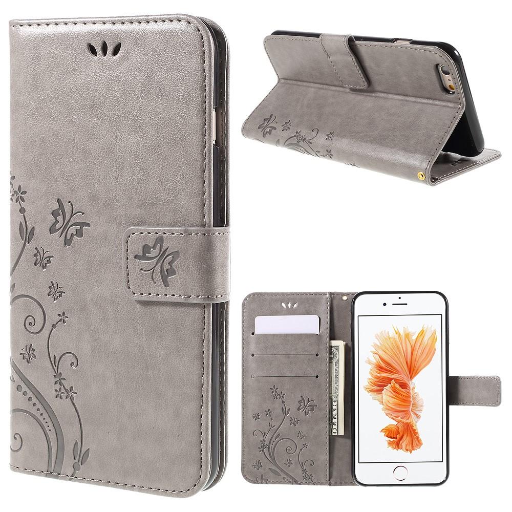 Nahkakotelo Perhonen Apple iPhone 6 Plus/6S Plus Harmaa