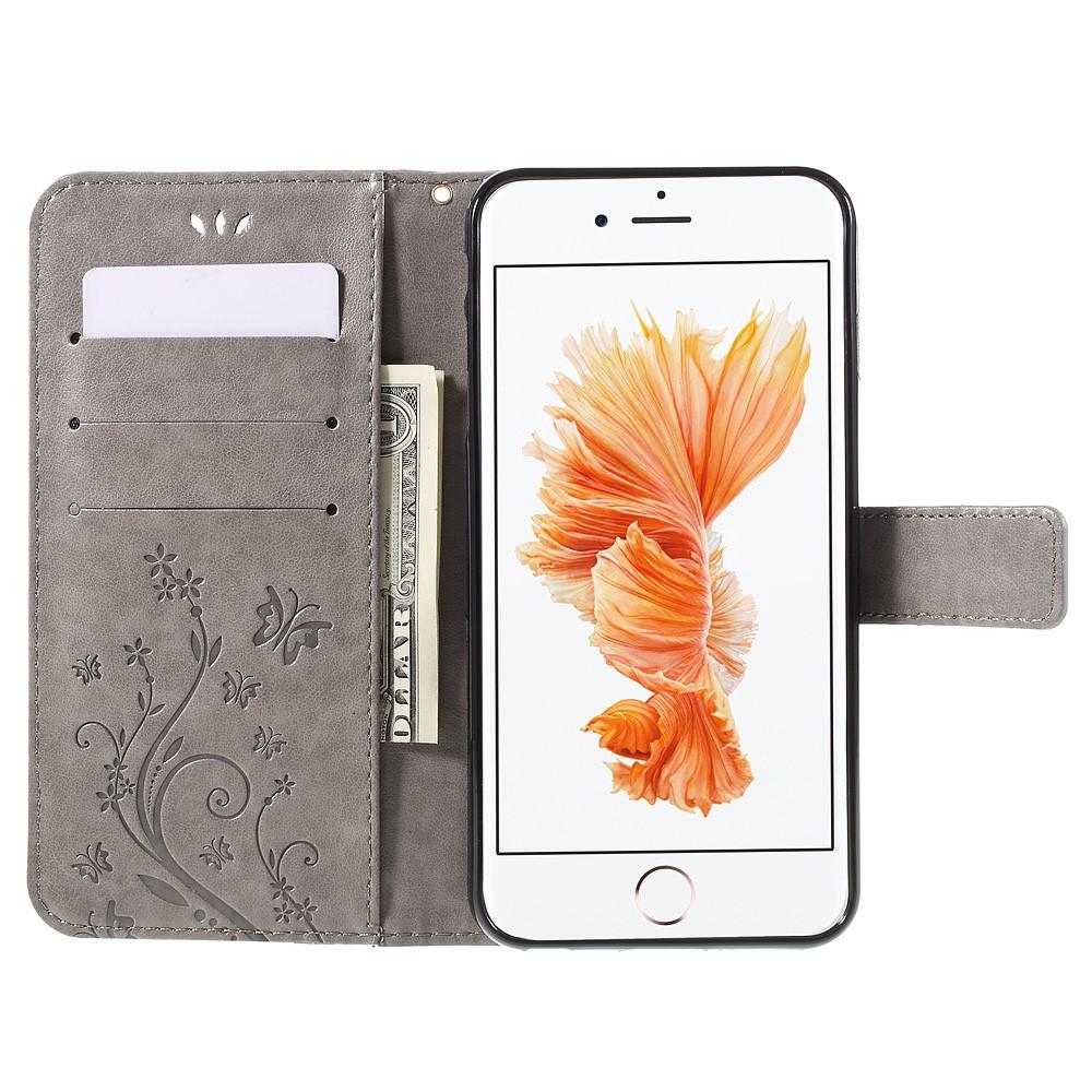 Nahkakotelo Perhonen Apple iPhone 6 Plus/6S Plus Harmaa