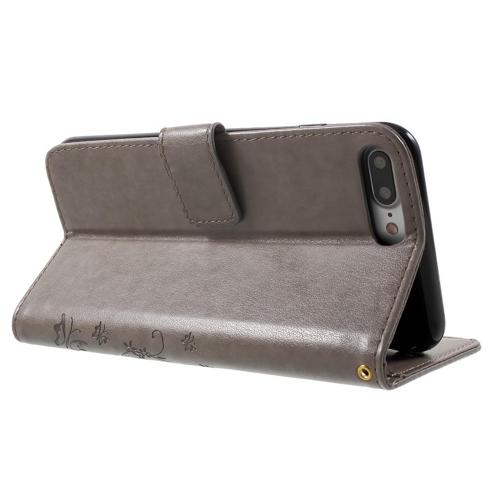 Nahkakotelo Perhonen Apple iPhone 7 Plus/iPhone 8 Plus Harmaa