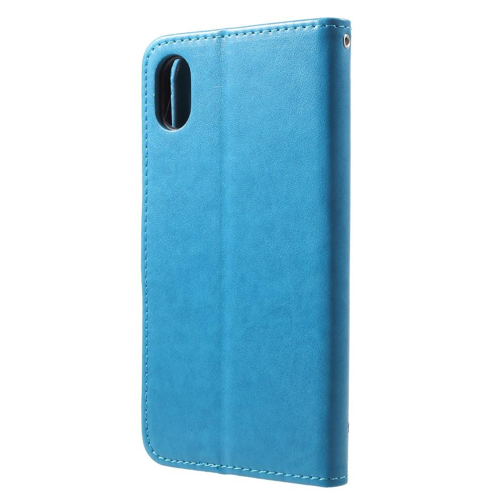 Nahkakotelo Perhonen Apple iPhone Xr Sininen