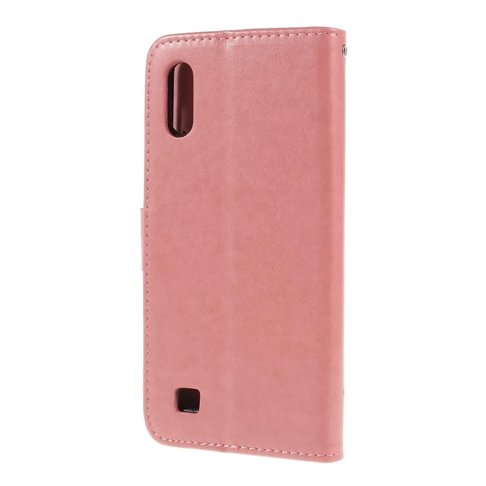 Nahkakotelo Perhonen Samsung Galaxy A10 vaaleanpunainen