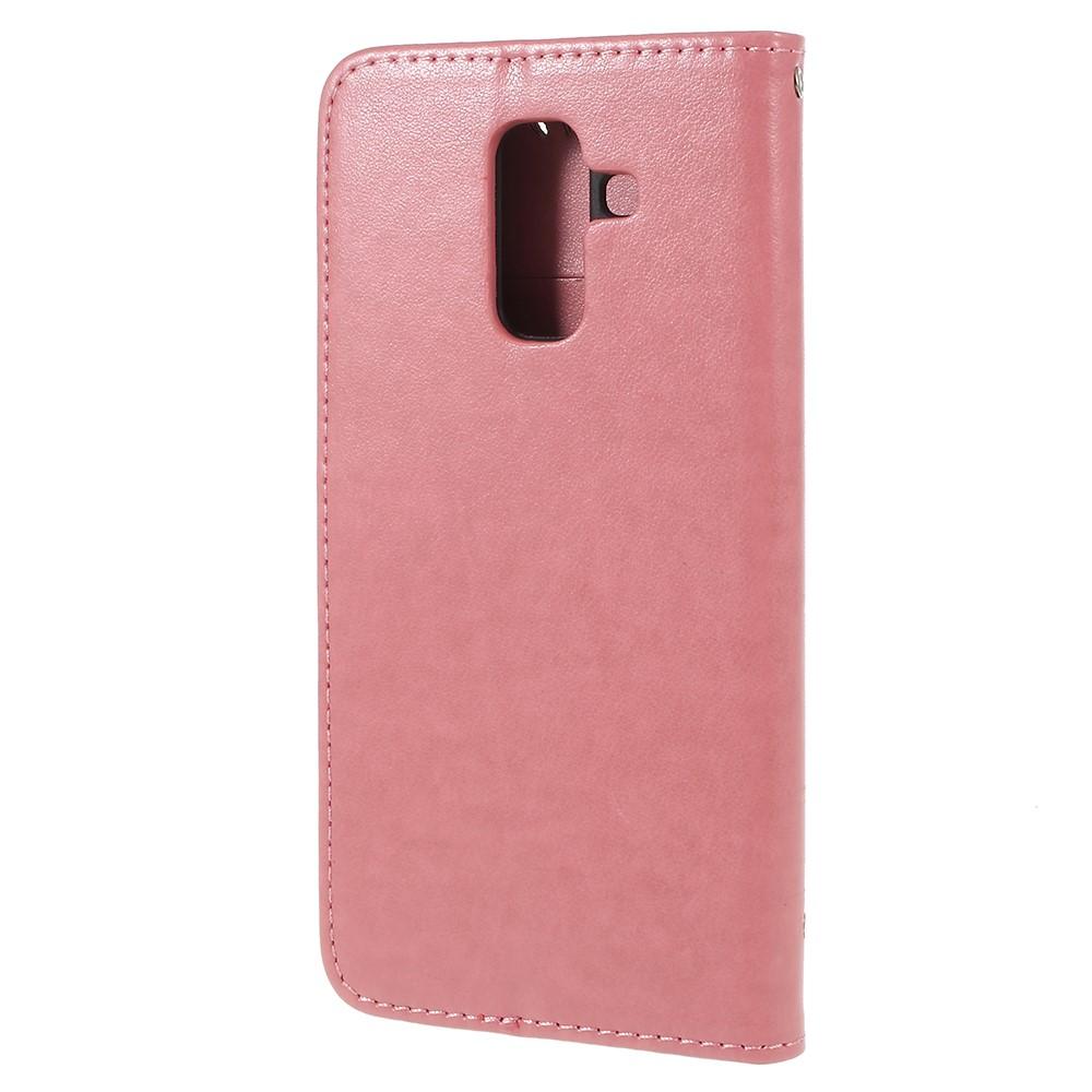 Nahkakotelo Perhonen Samsung Galaxy A6 2018 vaaleanpunainen