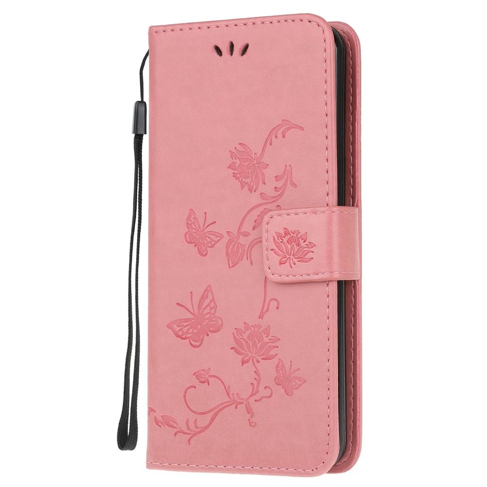 Nahkakotelo Perhonen Samsung Galaxy Note 10 Lite vaaleanpunainen