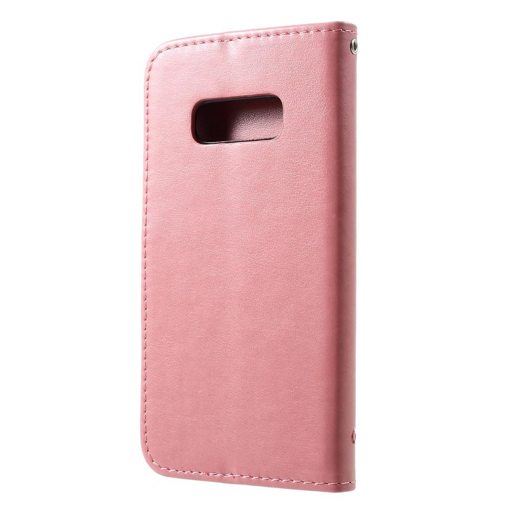 Nahkakotelo Perhonen Samsung Galaxy S10e vaaleanpunainen