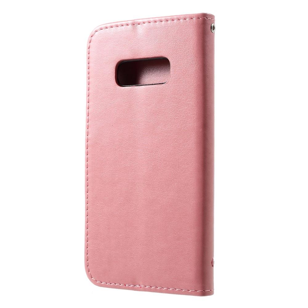 Nahkakotelo Perhonen Samsung Galaxy S10e Vaaleanpunainen