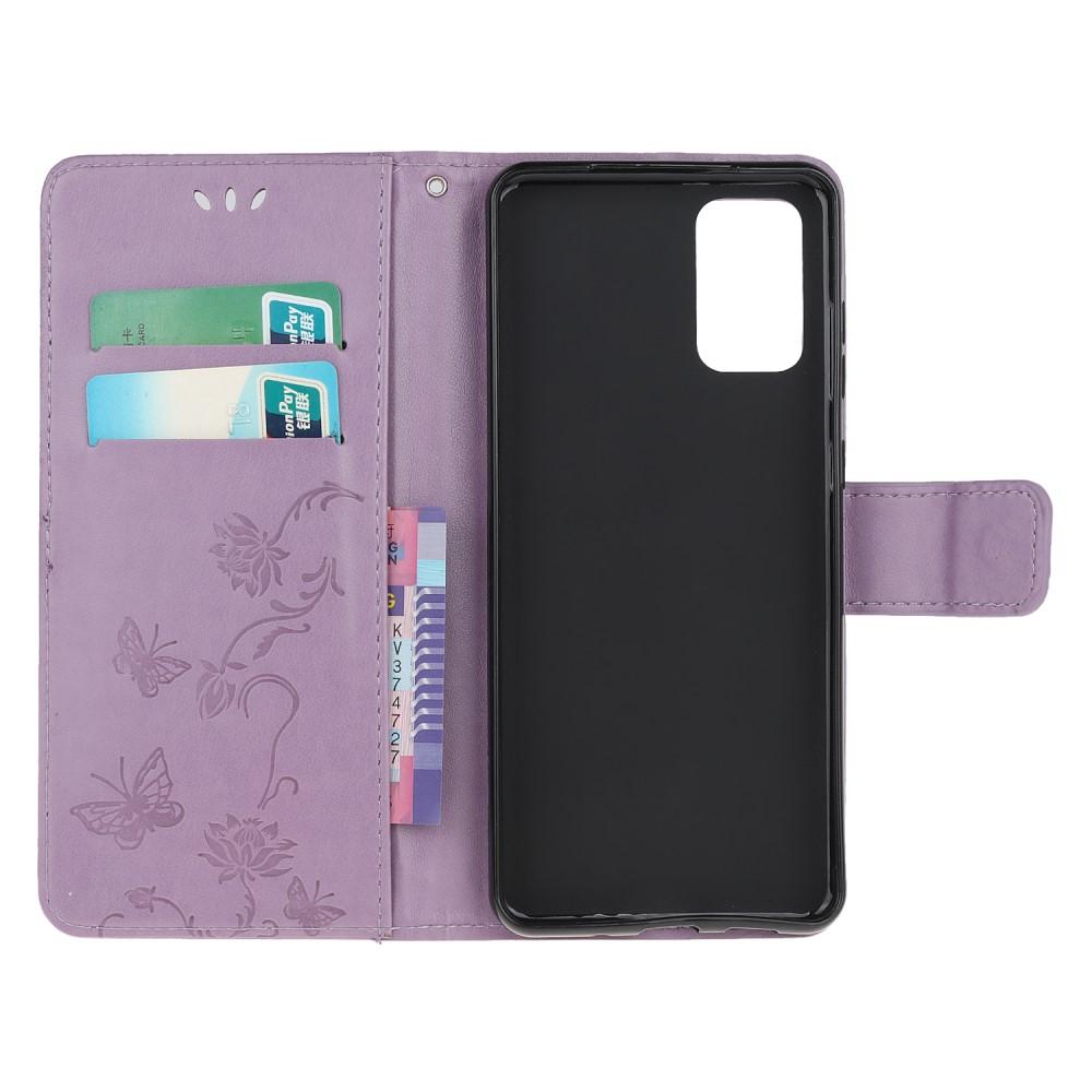 Nahkakotelo Perhonen Samsung Galaxy S20 Plus Liila