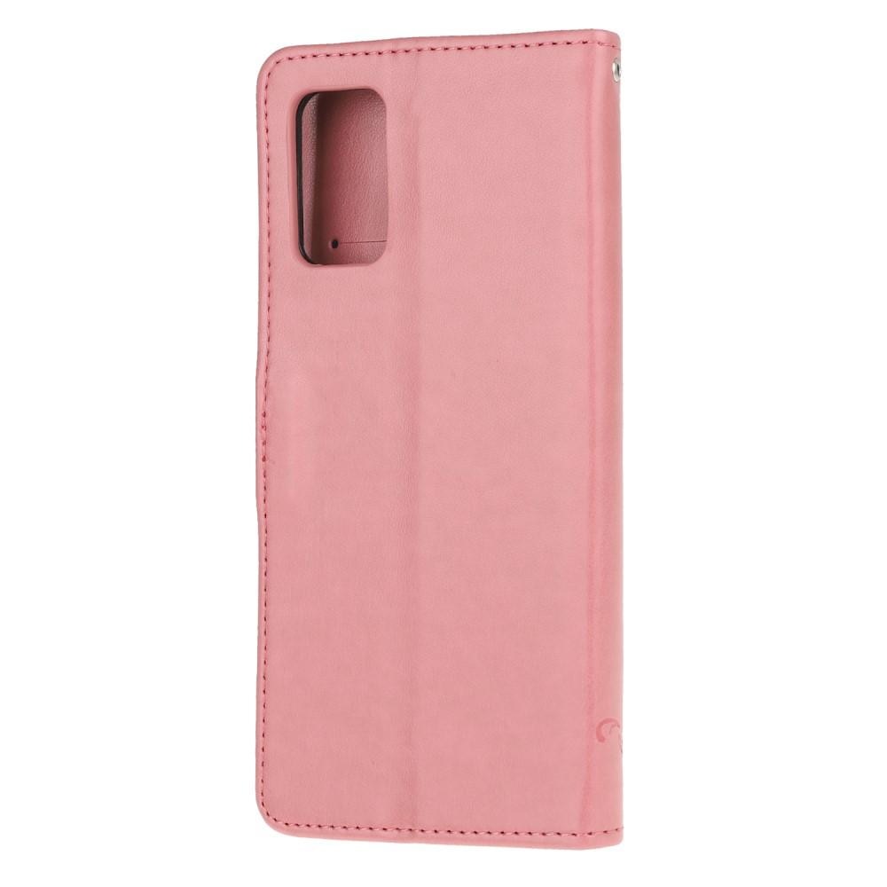 Nahkakotelo Perhonen Samsung Galaxy S20 Vaaleanpunainen