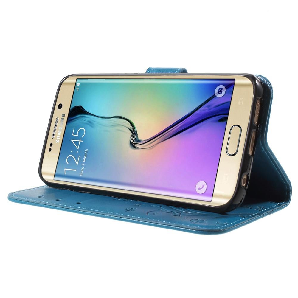 Nahkakotelo Perhonen Samsung Galaxy S6 Edge sininen