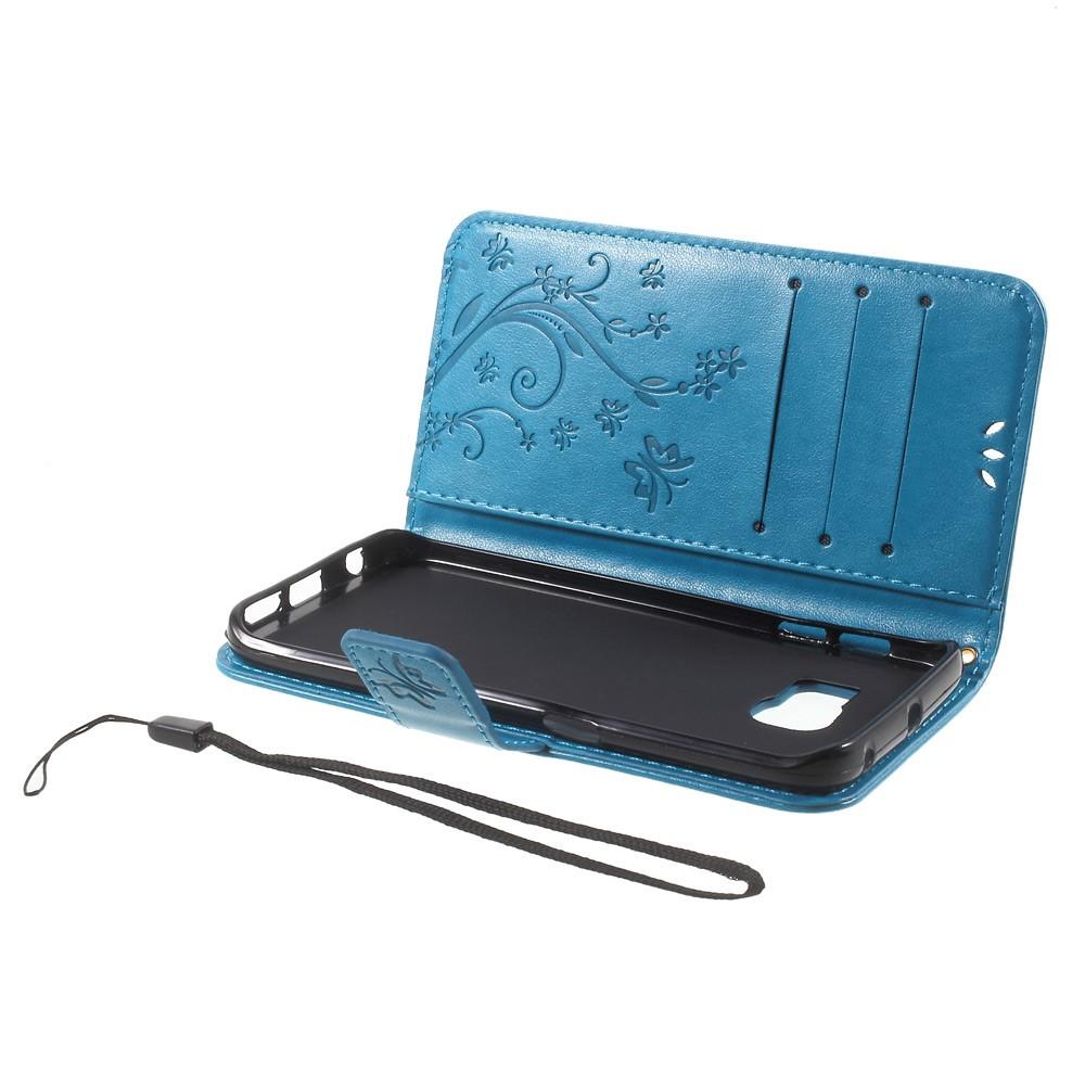 Nahkakotelo Perhonen Samsung Galaxy S6 Edge Sininen