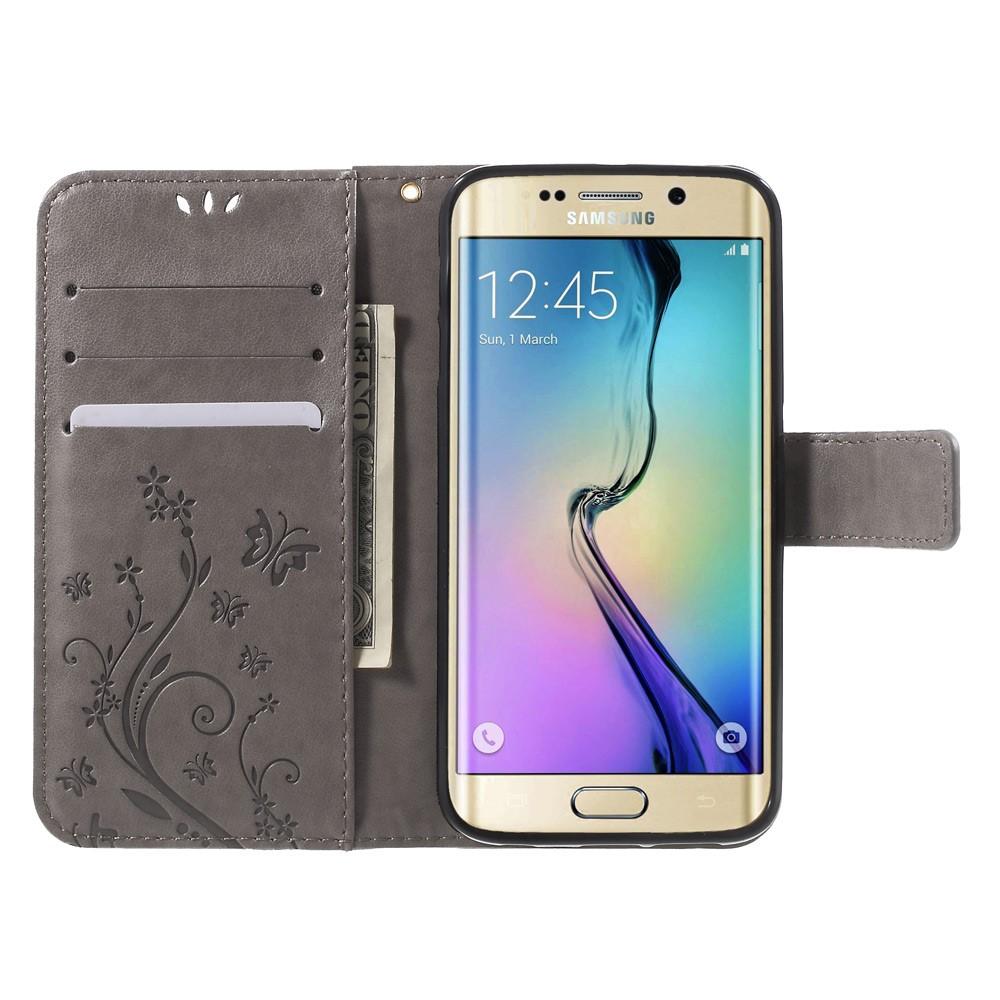 Nahkakotelo Perhonen Samsung Galaxy S6 Edge Harmaa