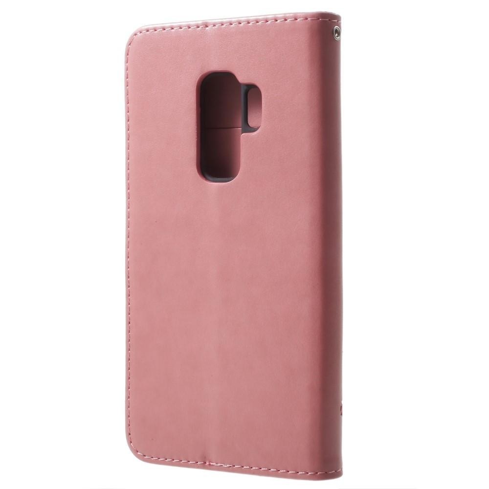Nahkakotelo Perhonen Samsung Galaxy S9 Plus vaaleanpunainen