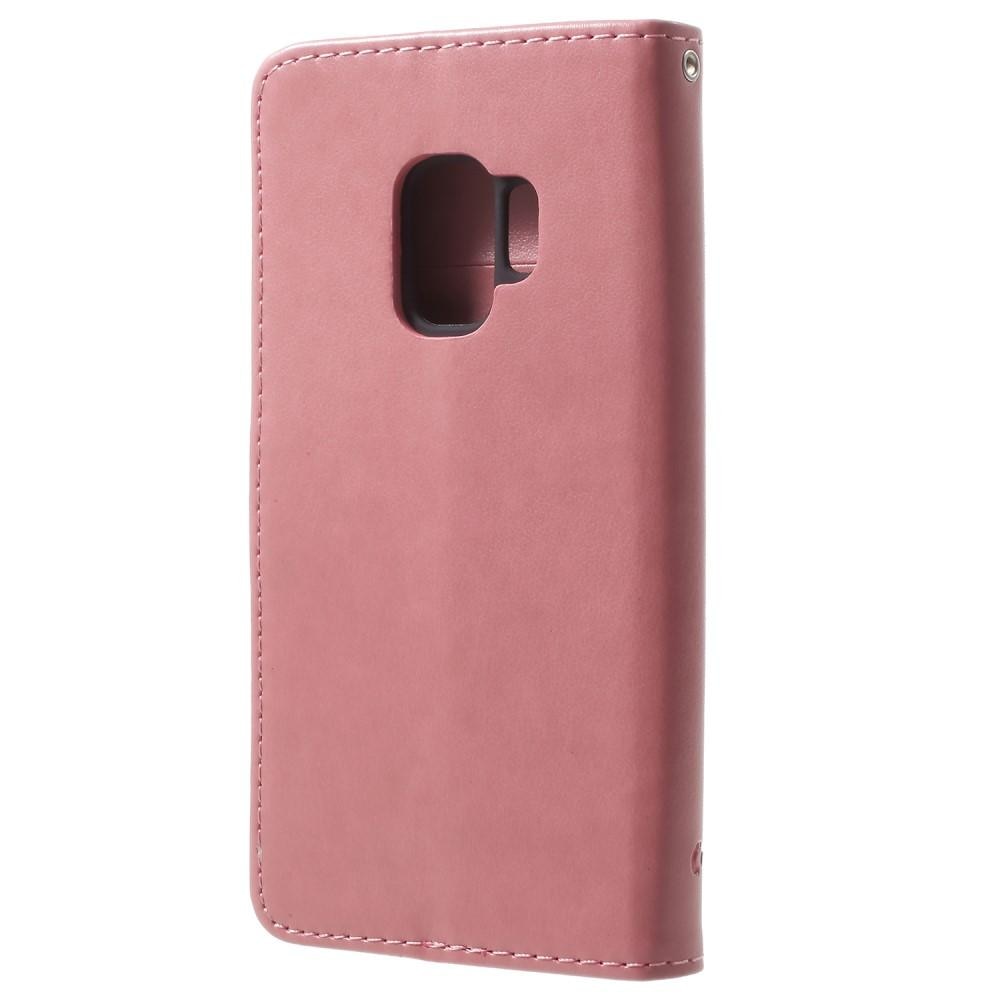 Nahkakotelo Perhonen Samsung Galaxy S9 Vaaleanpunainen