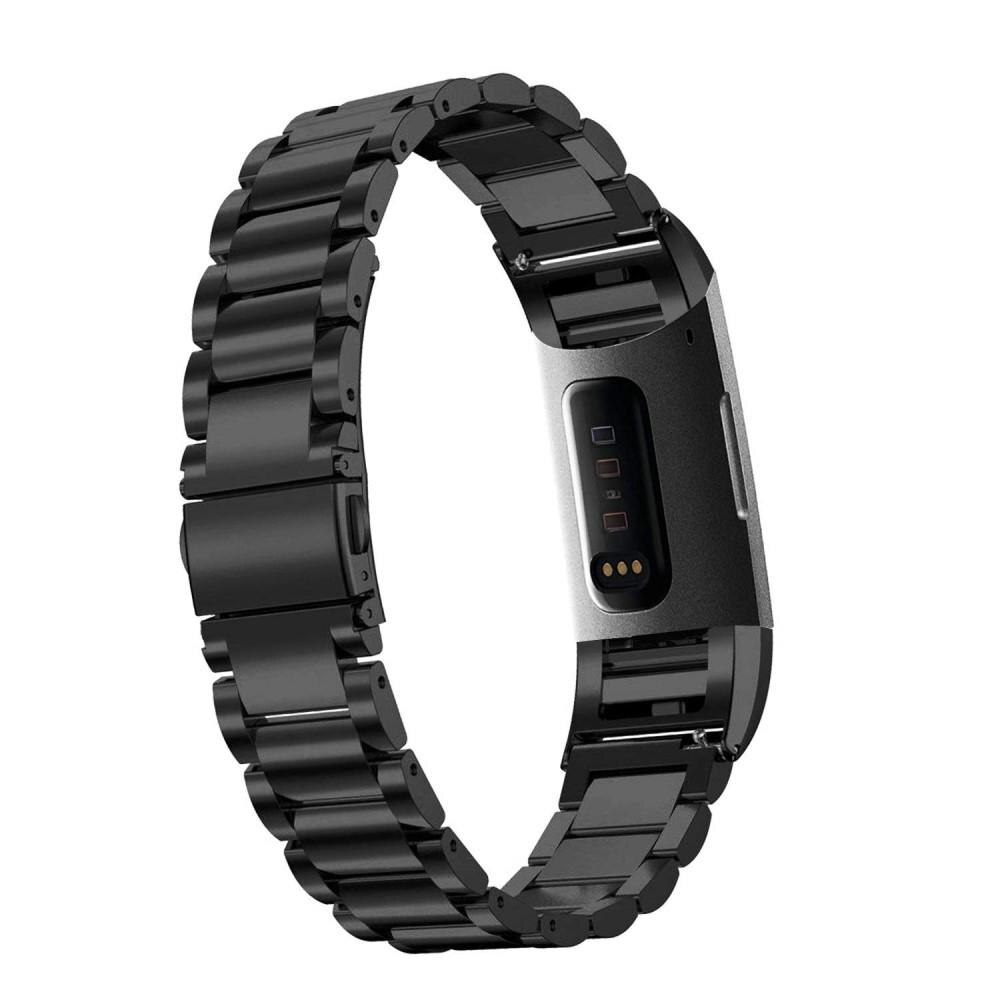 Metalliranneke Fitbit Charge 3/Charge 4 Musta