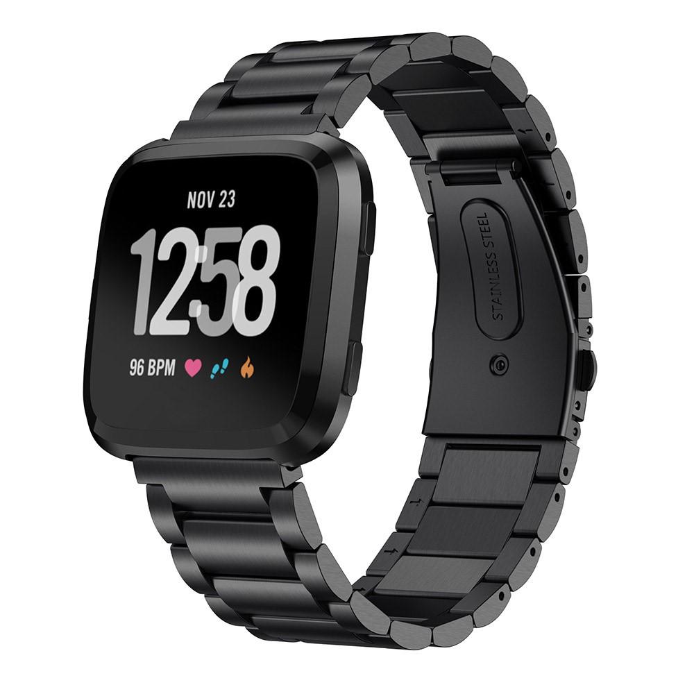 Metalliranneke Fitbit Versa/Versa Lite/Versa 2 musta