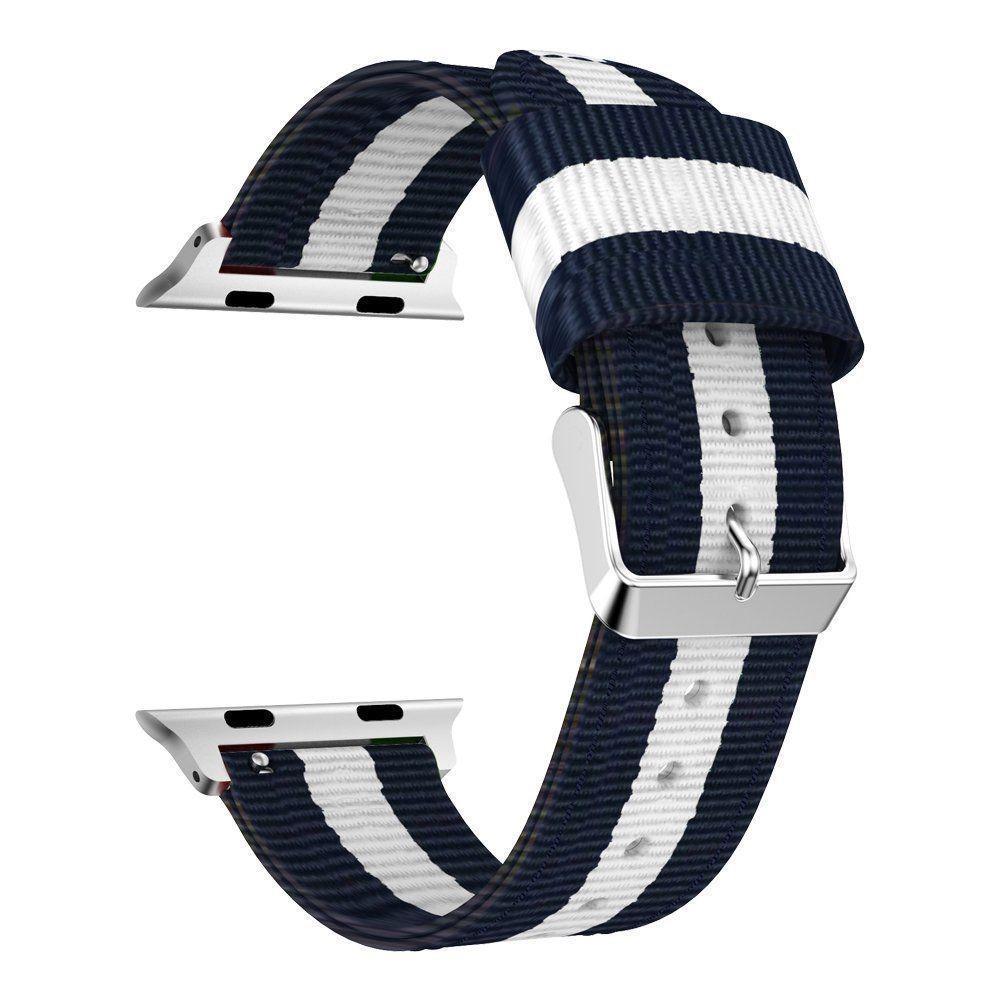 Nailonranneke Apple Watch 38/40/41 mm sininen/valkoinen