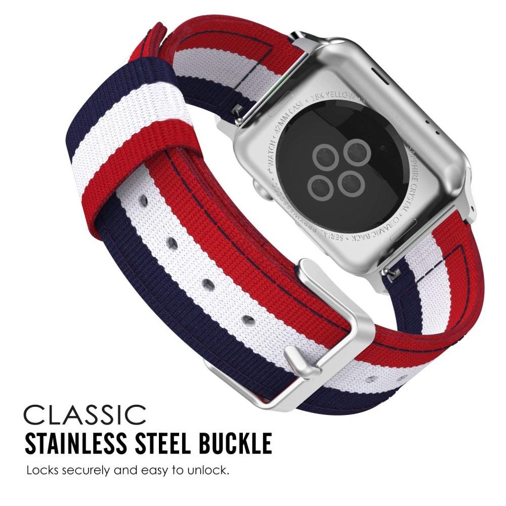 Nailonranneke Apple Watch 38/40/41 mm sininen/valkoinen/punainen