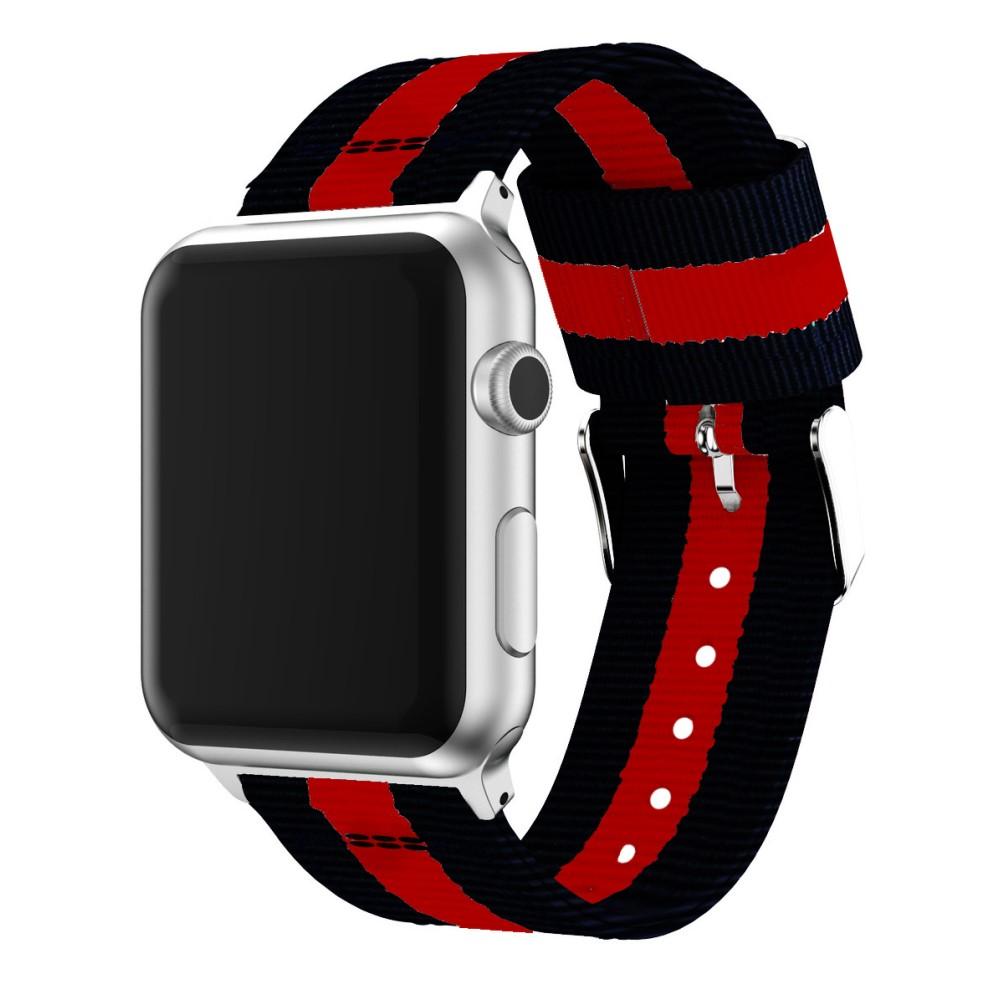 Nailonranneke Apple Watch 42mm musta/punainen