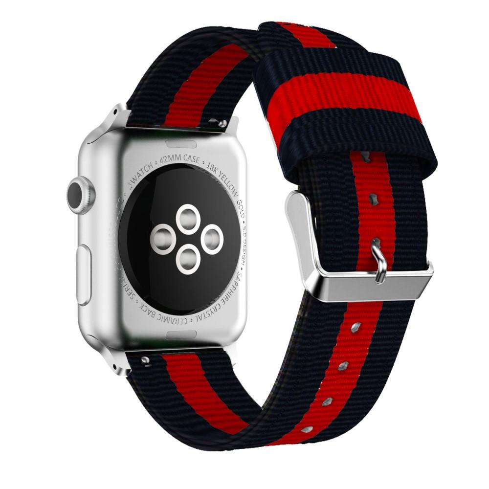 Nailonranneke Apple Watch 42/44/45 mm musta/punainen