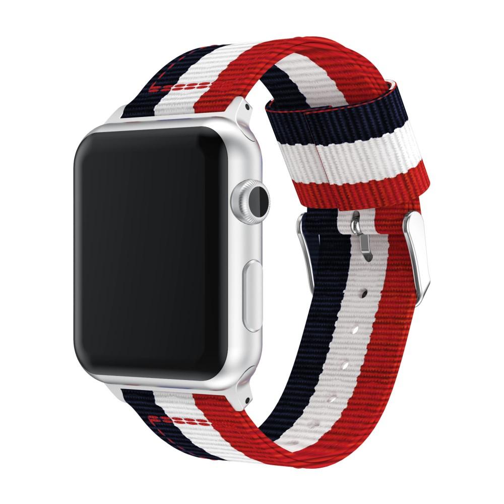Nailonranneke Apple Watch 42/44/45 mm sininen/valkoinen/punainen