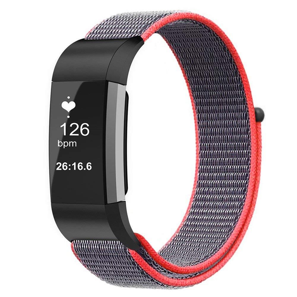 Nailonranneke Fitbit Charge 3/4 harmaa/vaaleanpunainen