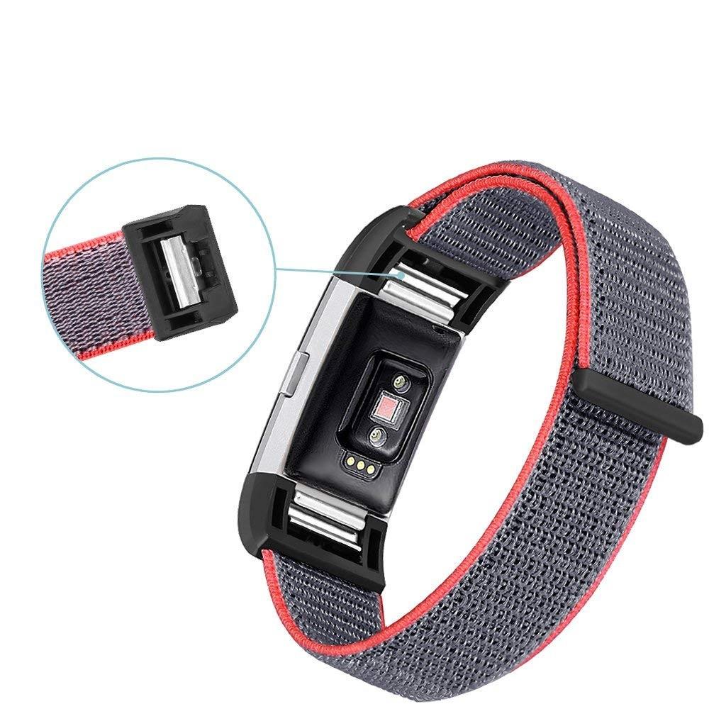 Nailonranneke Fitbit Charge 3/4 harmaa/vaaleanpunainen