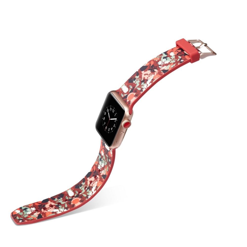 Silikoniranneke Apple Watch 38/40/41 mm punainen kukat