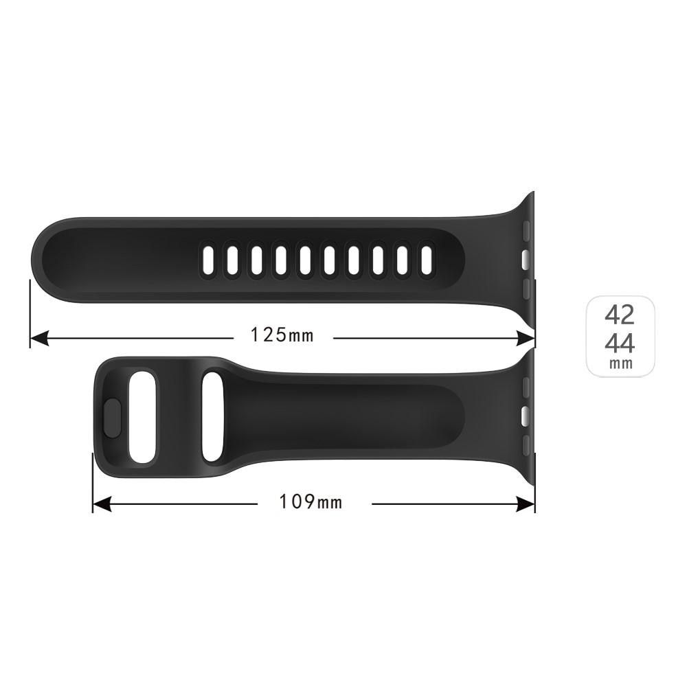 Silikoniranneke Apple Watch 42/44/45 mm musta