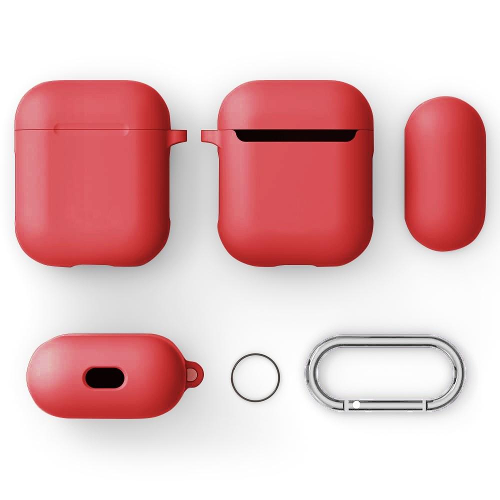 Silikonikotelo karabiinilla Apple AirPods punainen