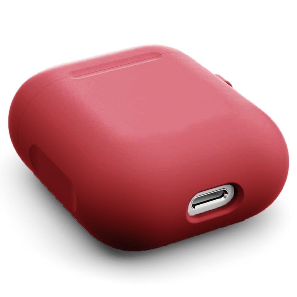 Silikonikotelo karabiinilla Apple AirPods punainen