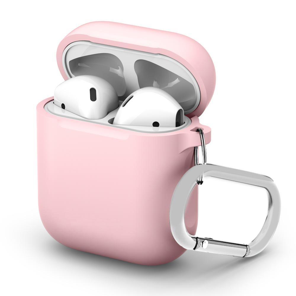 Silikonikotelo karabiinilla Apple AirPods vaaleanpunainen