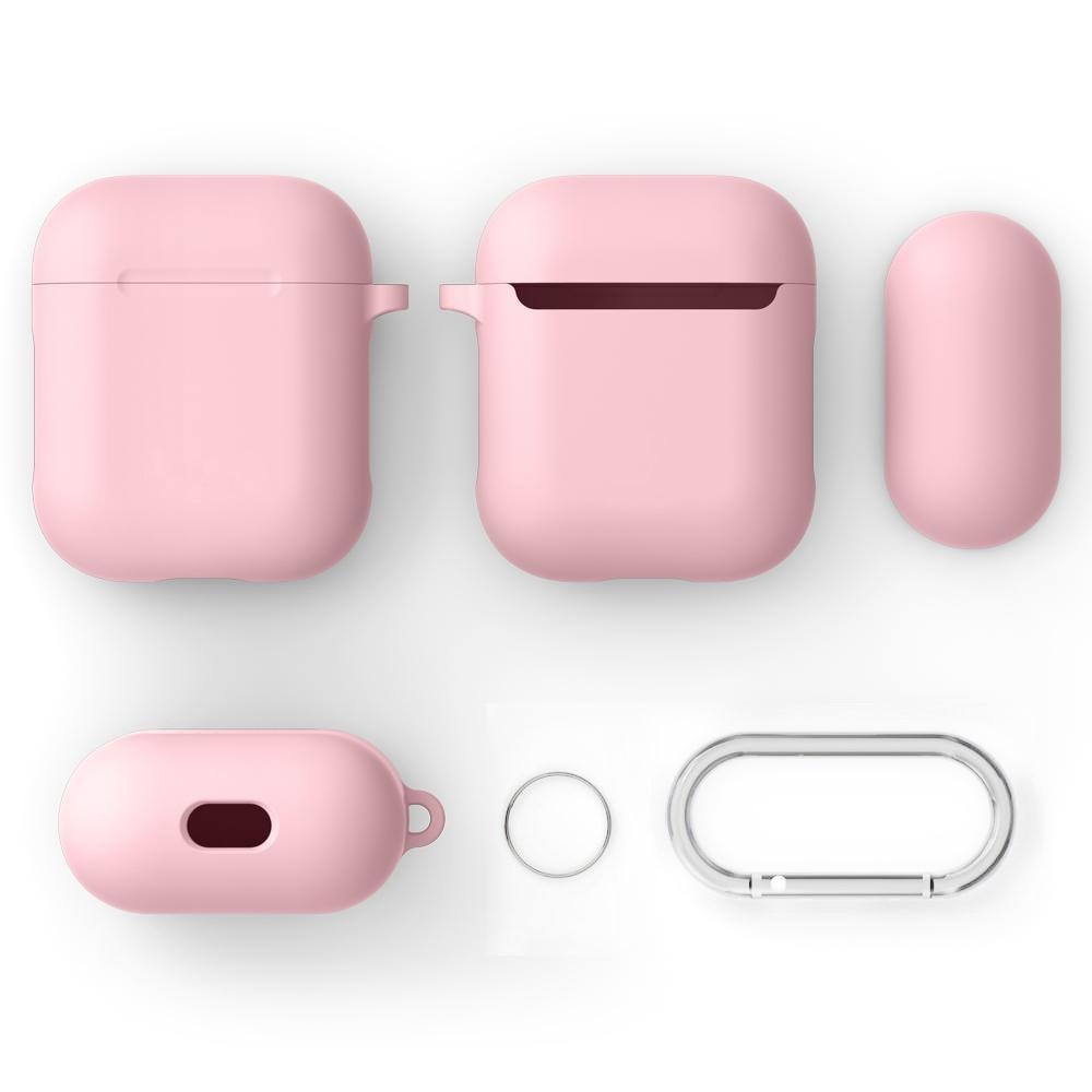 Silikonikotelo karabiinilla Apple AirPods vaaleanpunainen