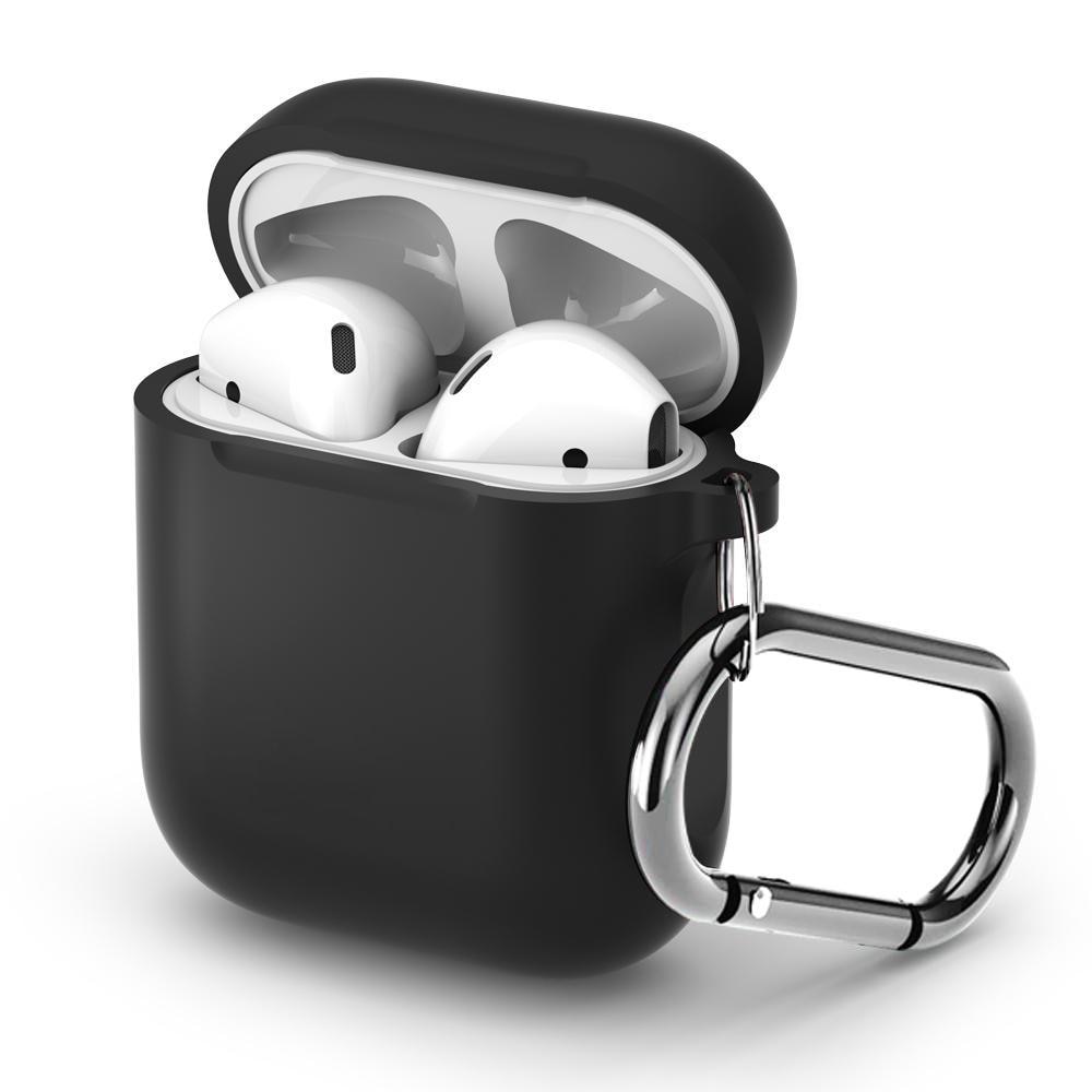 Silikonikotelo karabiinilla Apple AirPods musta