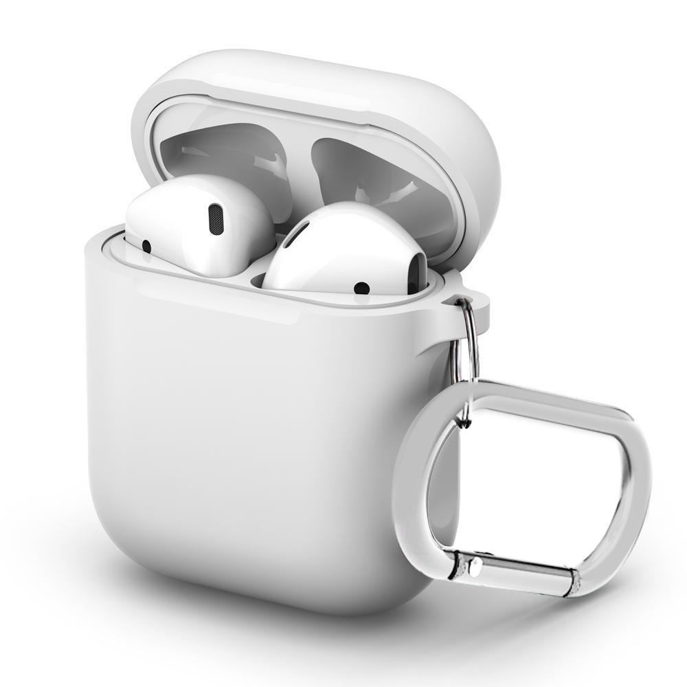 Silikonikotelo karabiinilla Apple AirPods valkoinen