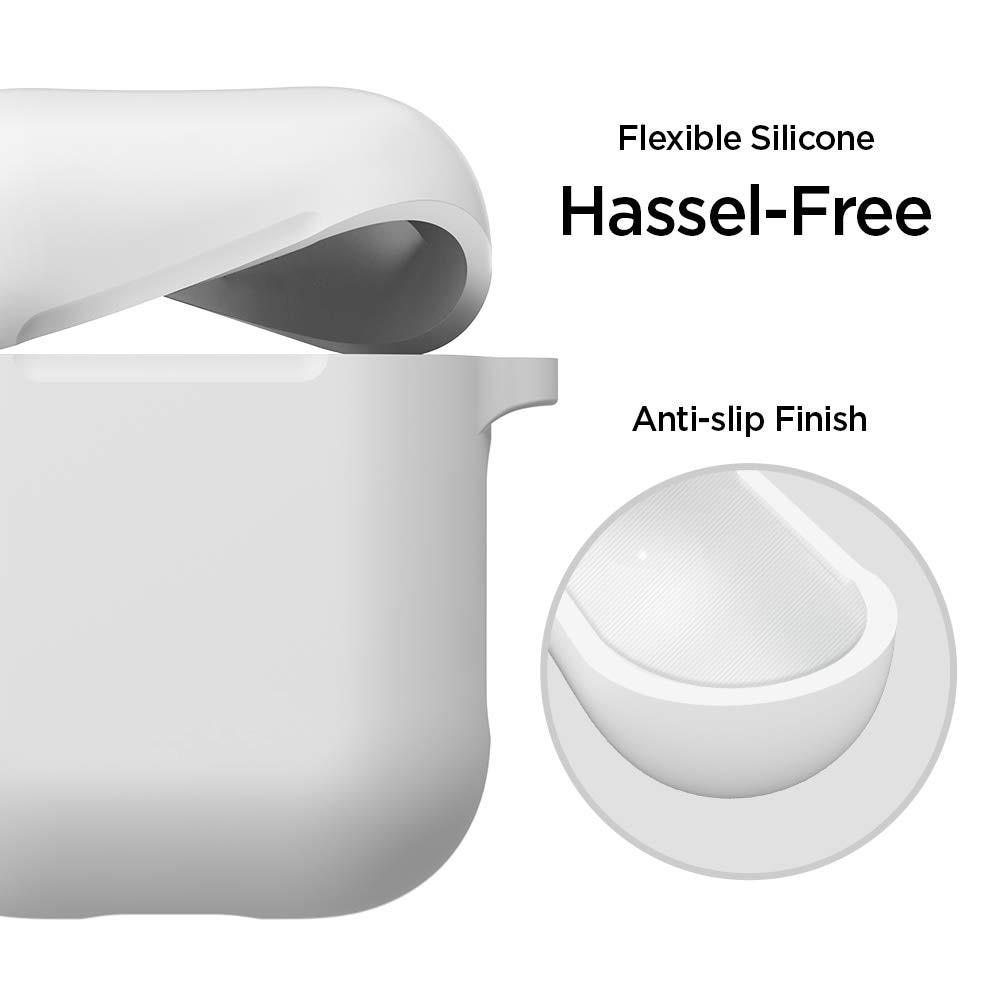 Silikonikotelo karabiinilla Apple AirPods valkoinen