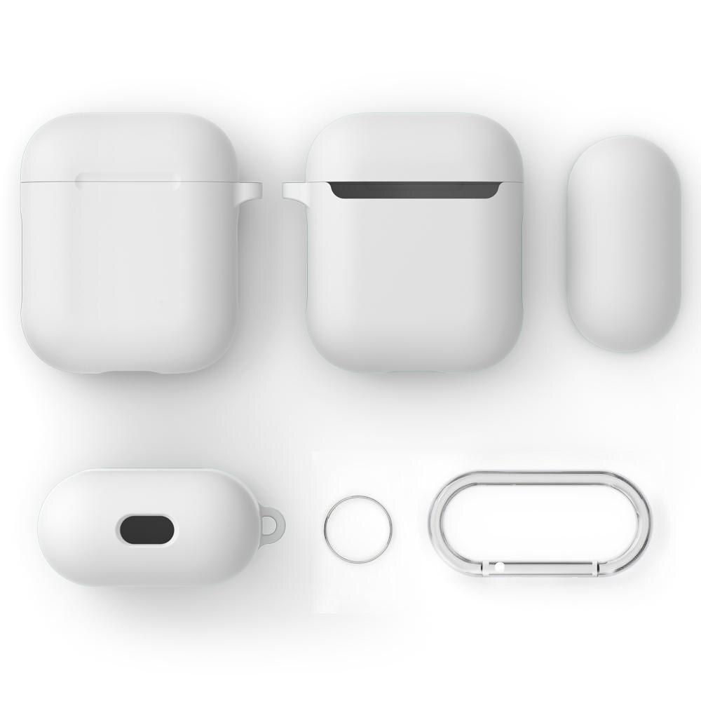 Silikonikotelo karabiinilla Apple AirPods valkoinen