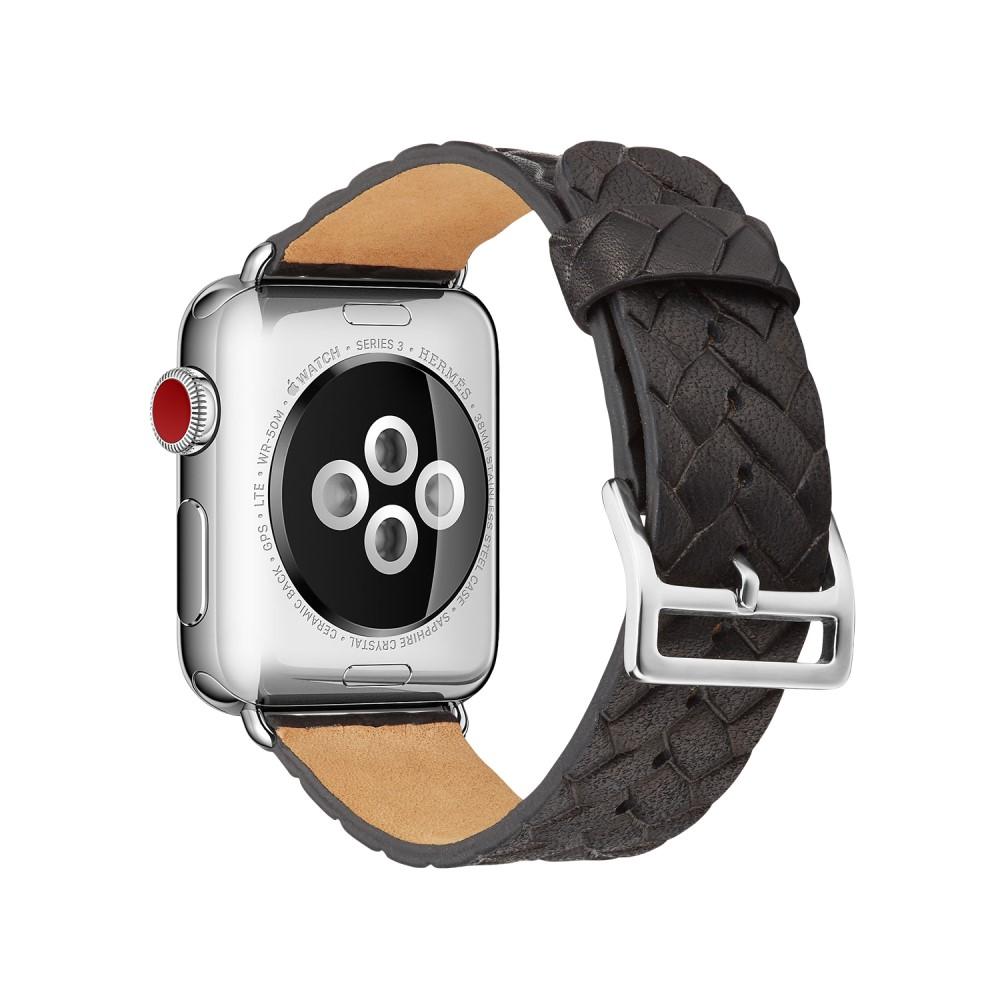 Apple Watch SE 44mm Woven Leather Band ruskea