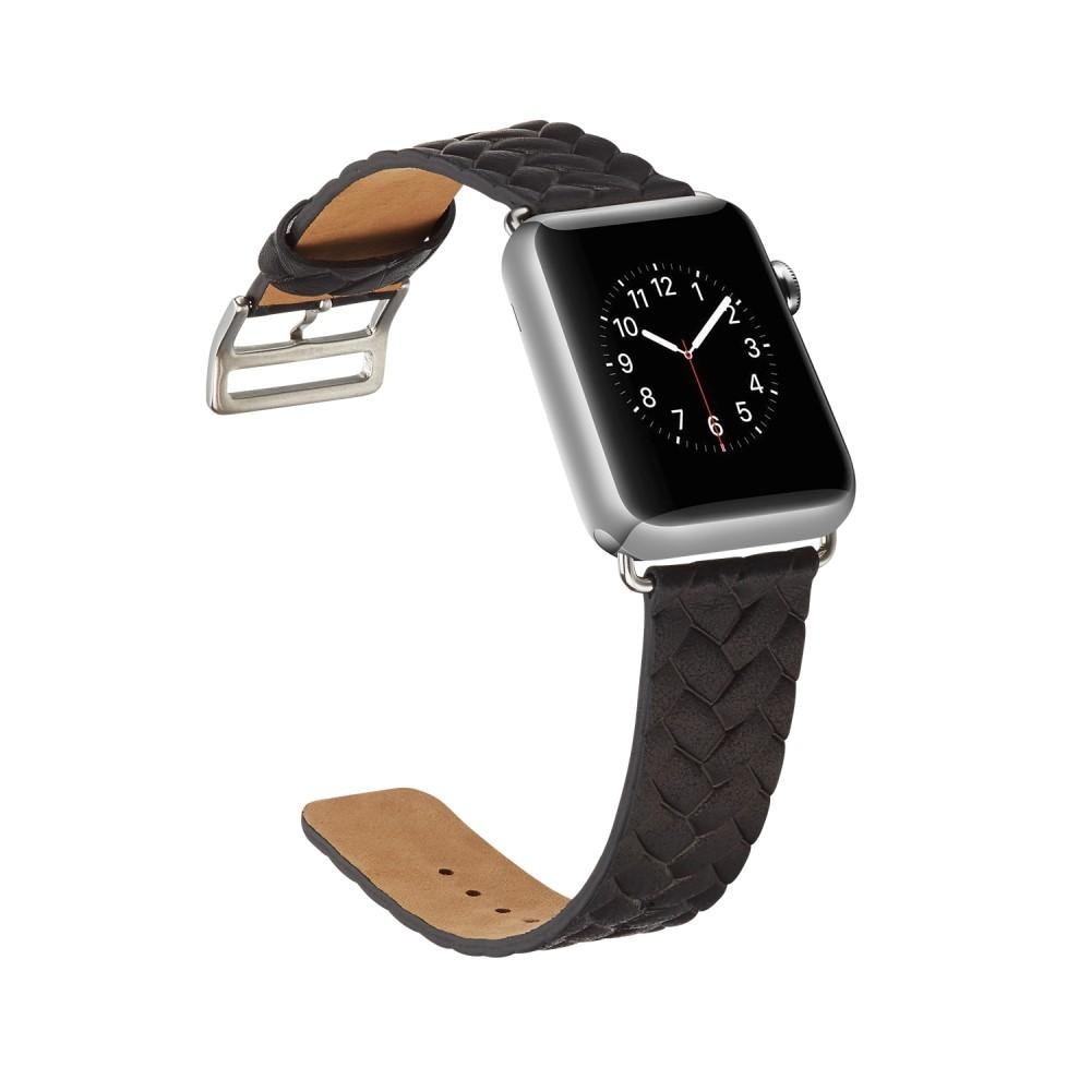 Apple Watch SE 44mm Woven Leather Band ruskea