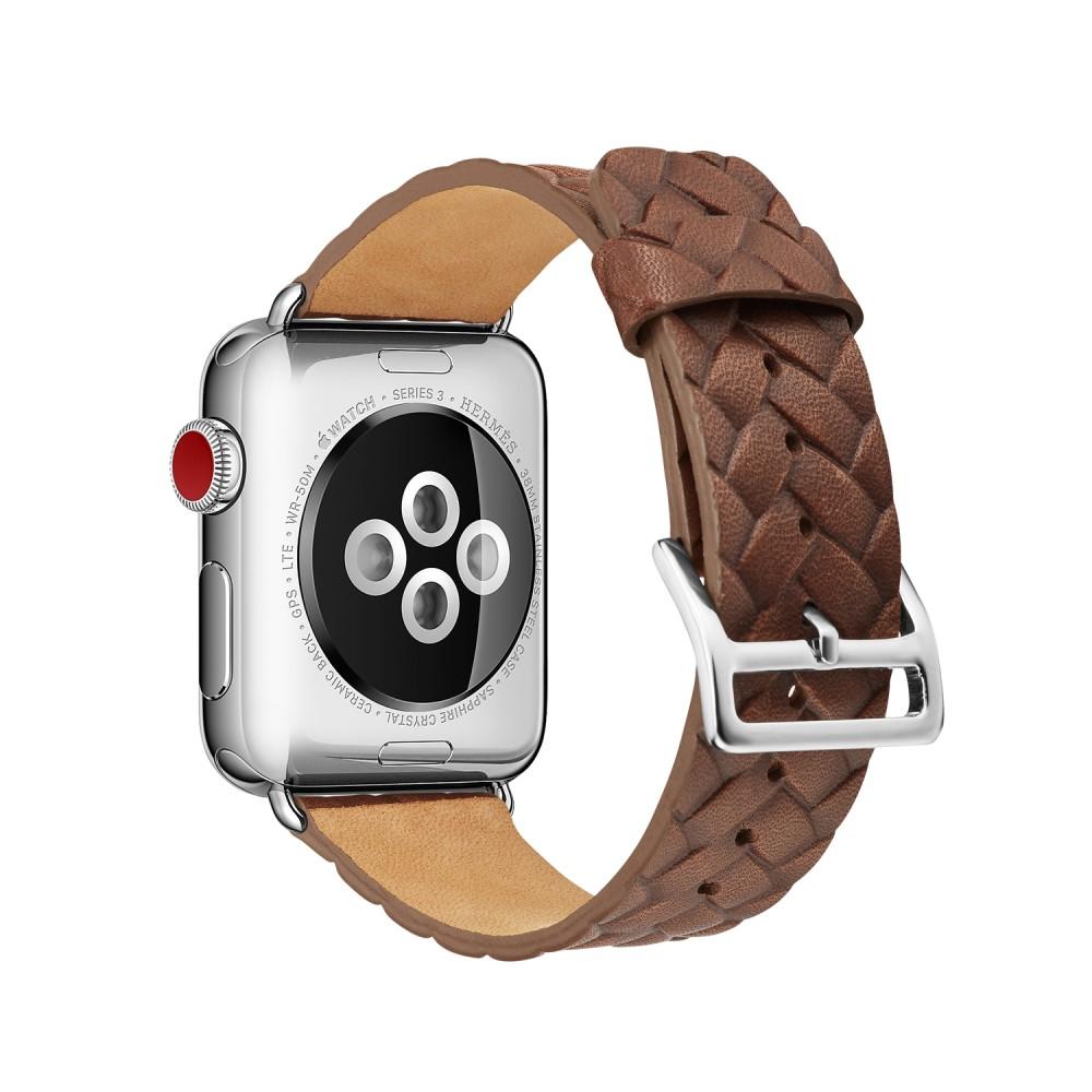 Woven Leather Band Apple Watch 45mm Series 8 Brown