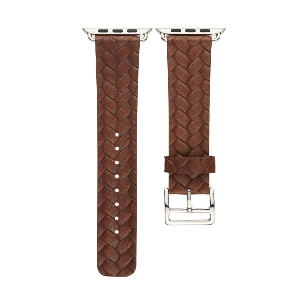 Woven Leather Band Apple Watch 45mm Series 8 Brown