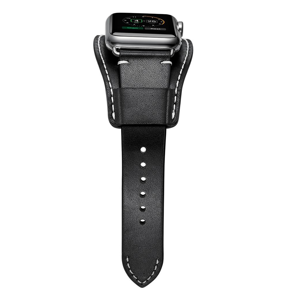 Brett Nahkaranneke Apple Watch 45mm Series 7 musta