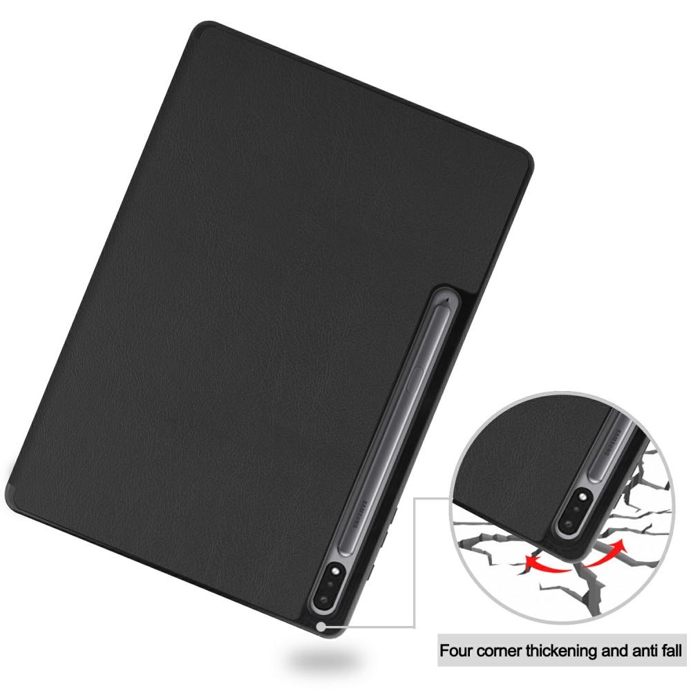 Kotelo Tri-fold Kynäpidikkeellä Galaxy Tab S7 Plus/S8 Plus 12.4 musta