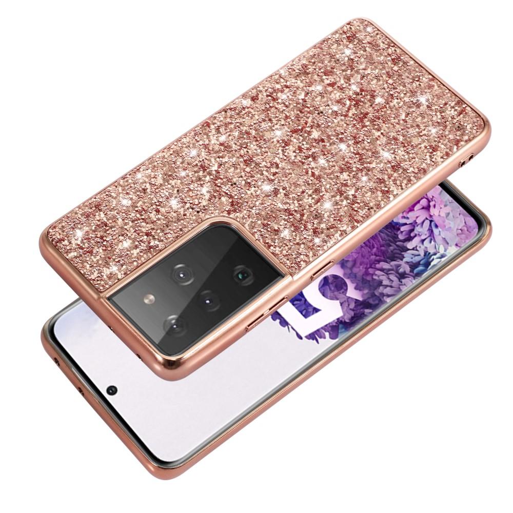 Samsung Galaxy S21 Ultra Glitterikuori Ruusukulta