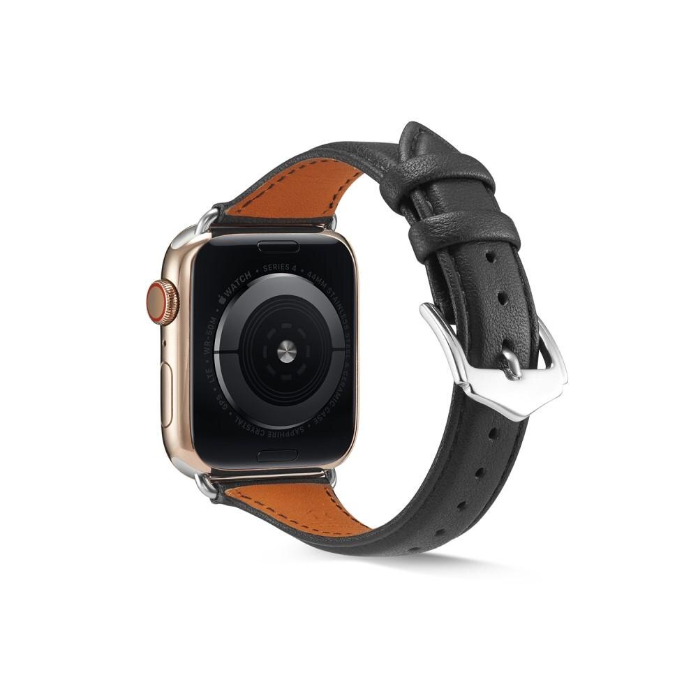 Slim Nahkaranneke Apple Watch 45mm Series 8 musta