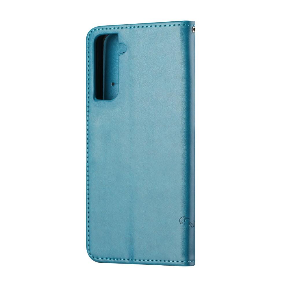 Nahkakotelo Perhonen Samsung Galaxy S21 FE Sininen